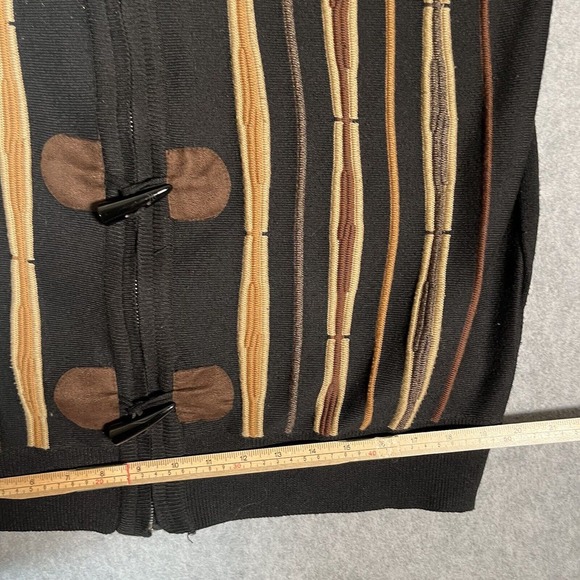 Silversilk Cardigan M Zip Up 3D Knit Toggle Retro Cosby Biggie Sweater Chunky - Picture 9 of 14